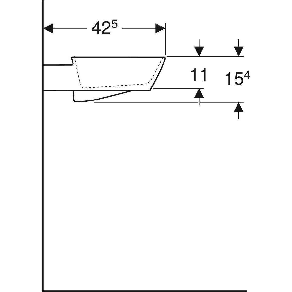 One countertop washbasin bowl shape outlet horizontal, 50cm