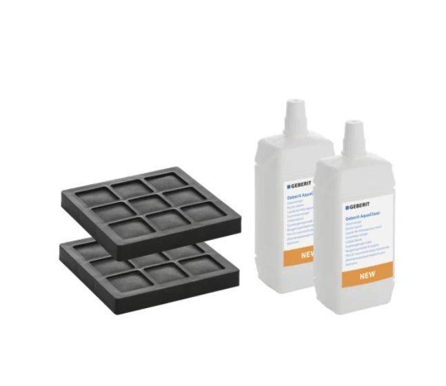 Set of activated carbon filter and nozzle cleaner for Geberit AquaClean WC complete systems