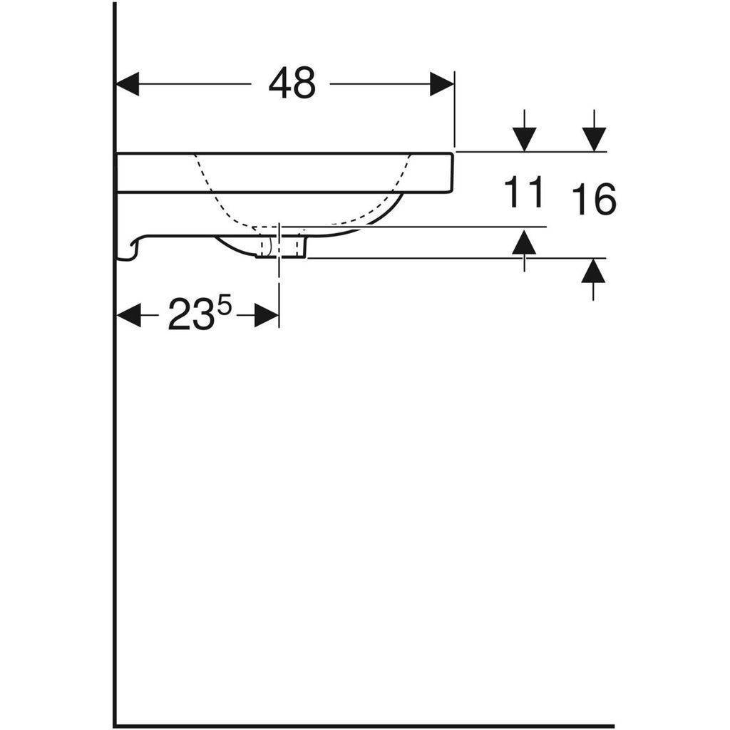 iCon light washbasin; 600mm; without tap hole, without overflow