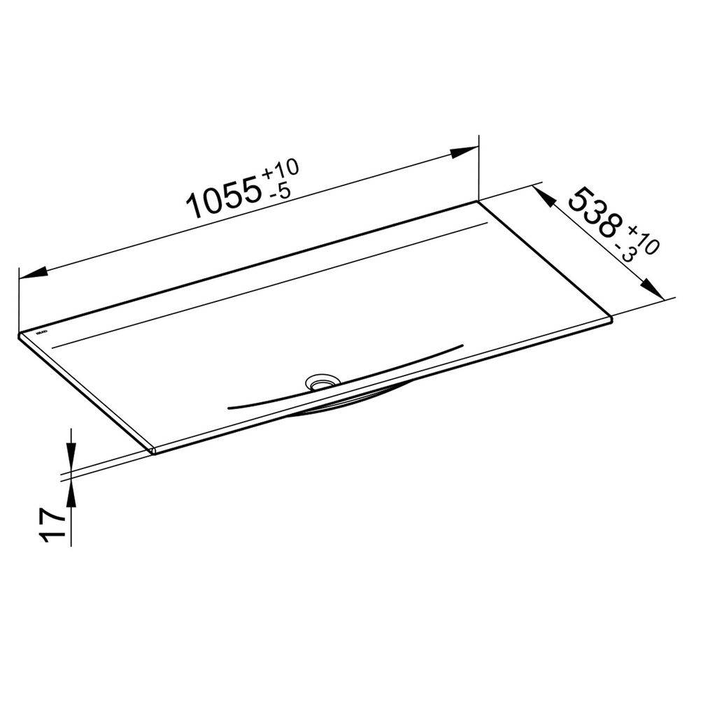 Edition 11 ceramic washbasin without tap hole, 1055 x 17 x 538mm