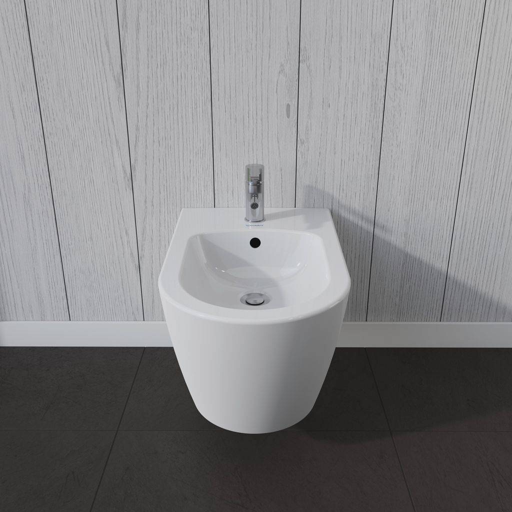 Me by Starck wall bidet 570 mm with overflow, with tap hole, Durafix