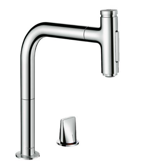 Metris Select M71 2-hole single lever kitchen mixer 200, pull-out spray, 2jet