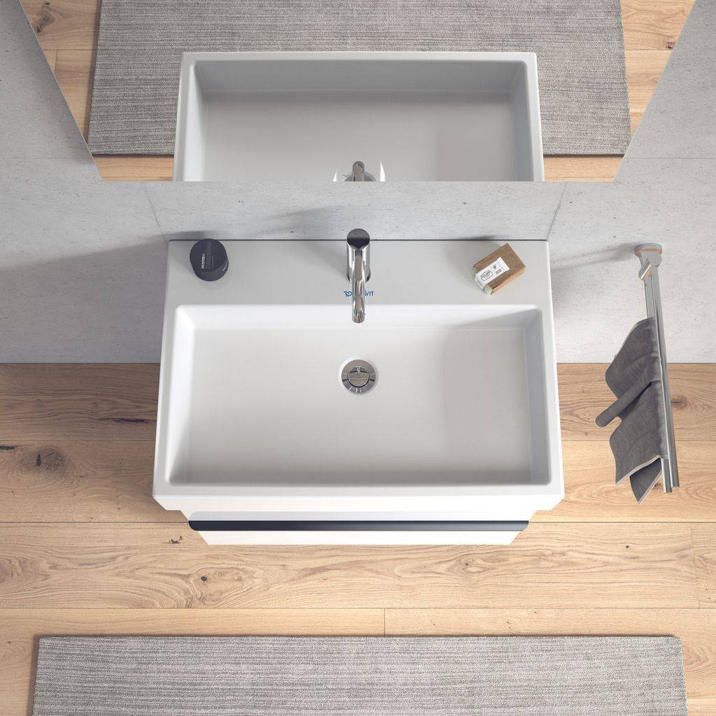 Vero Air furniture washbasin, 700 x 470mm with tap hole, with overflow