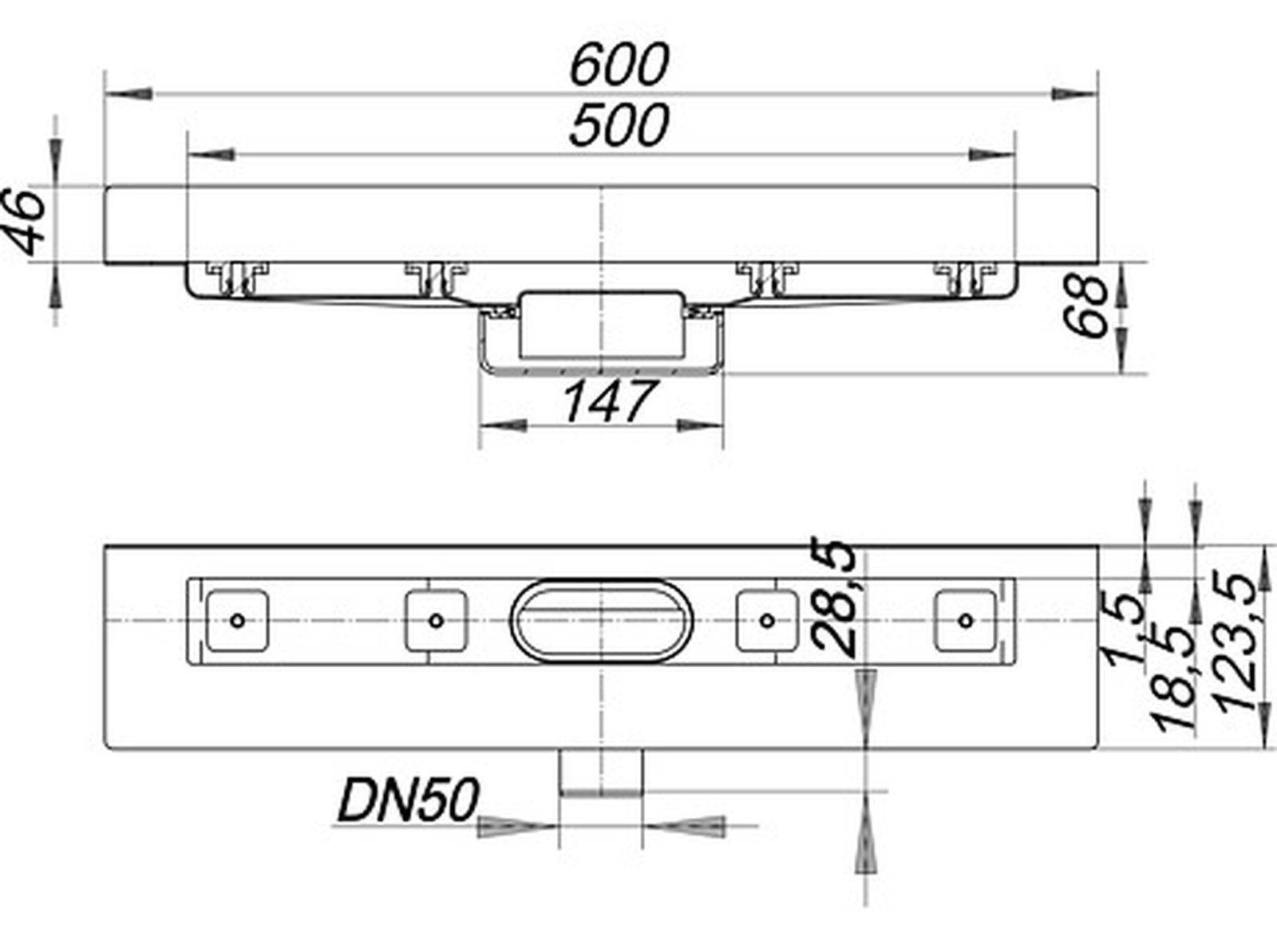 Shower channel CeraLine Nano W 500mm