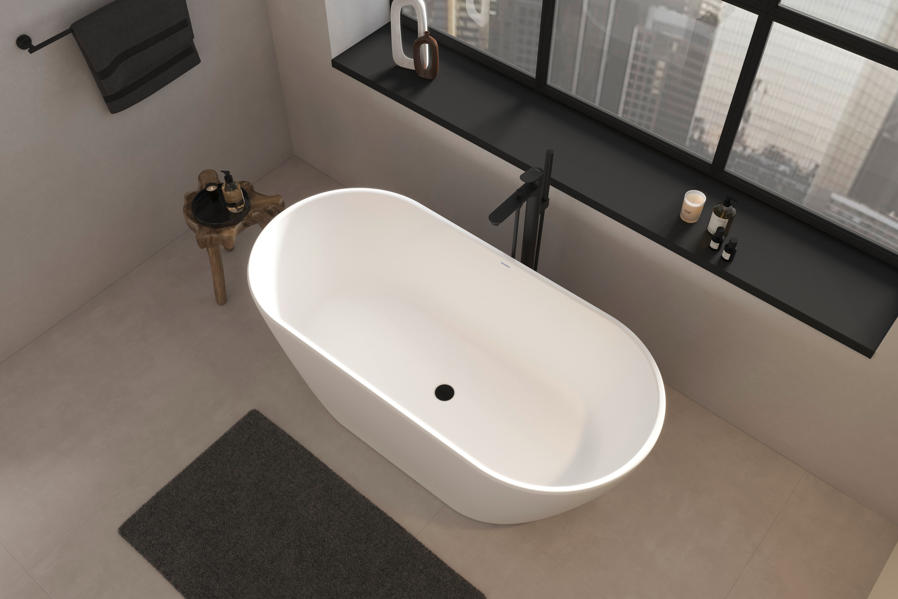 D-Neo freestanding bathtub with overflow