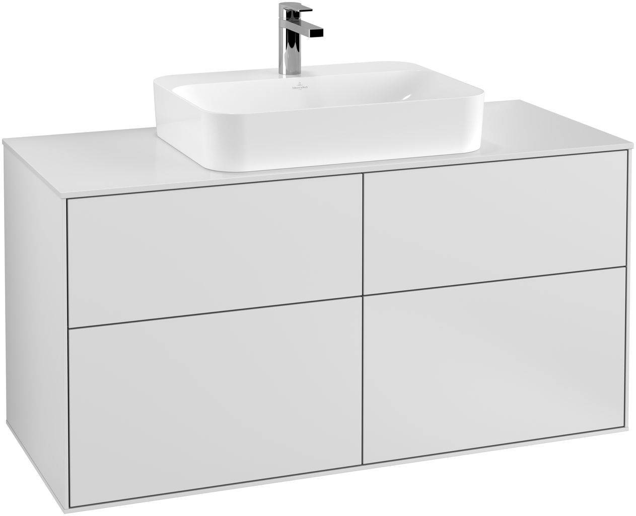 Finion vanity unit 1200 x 603 x 501mm, matt white cover shelf