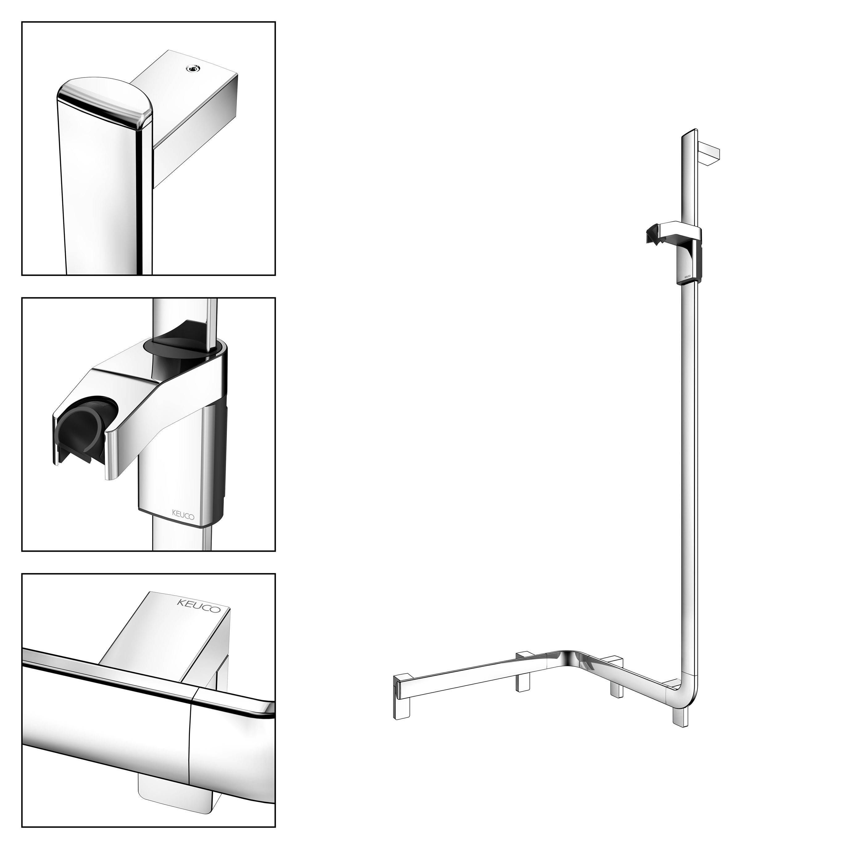 AXESS Duschhandlauf 550mm mit Brausestange, rechte Ausführung