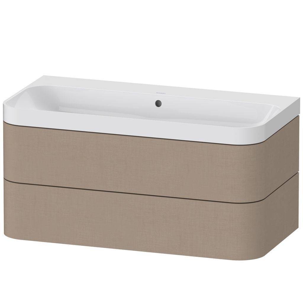 Happy D.2 Plus furniture washbasin c-shaped with base, wall hung, 975 x 490mm