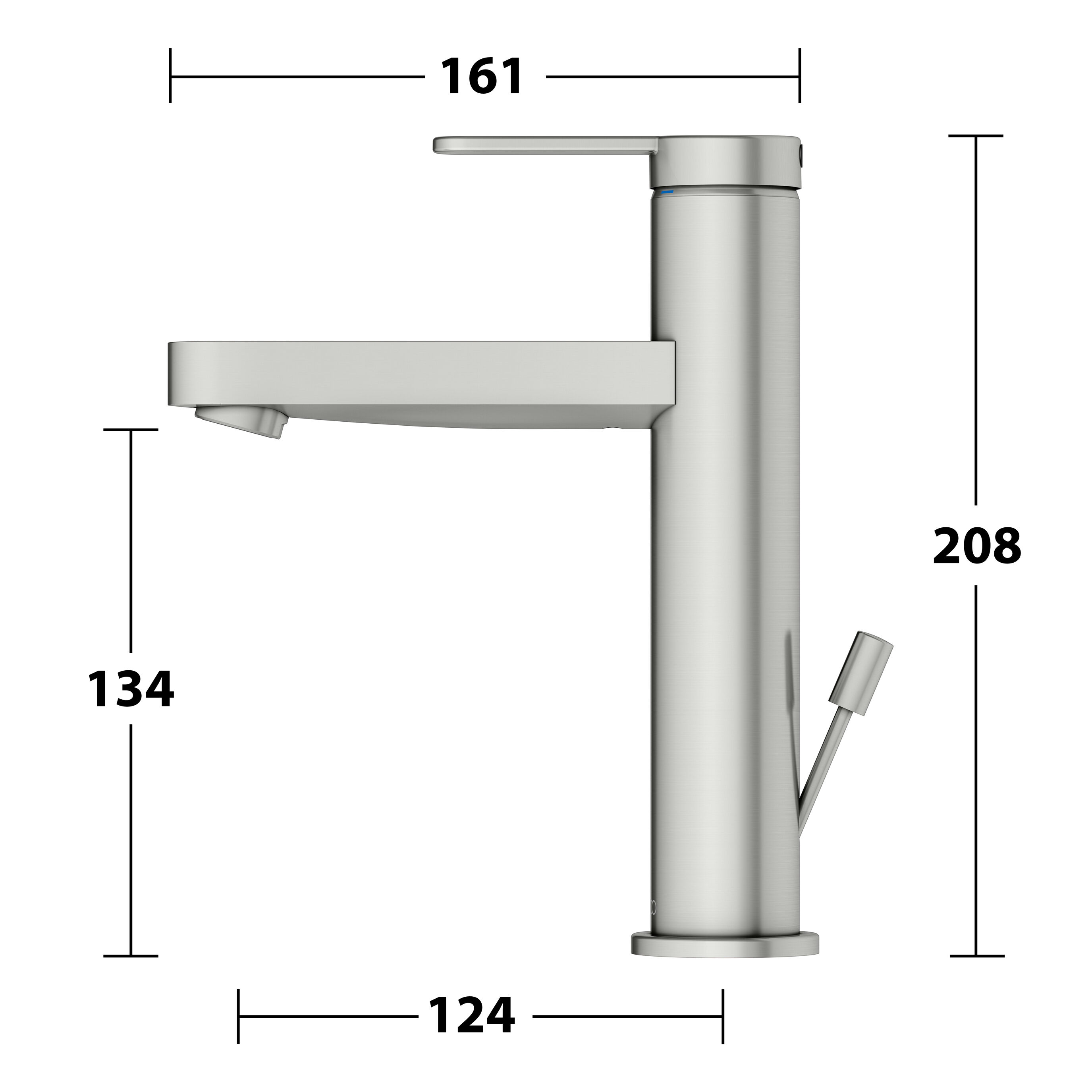 IXMO Flat single-lever basin mixer 130 with pop-up waste