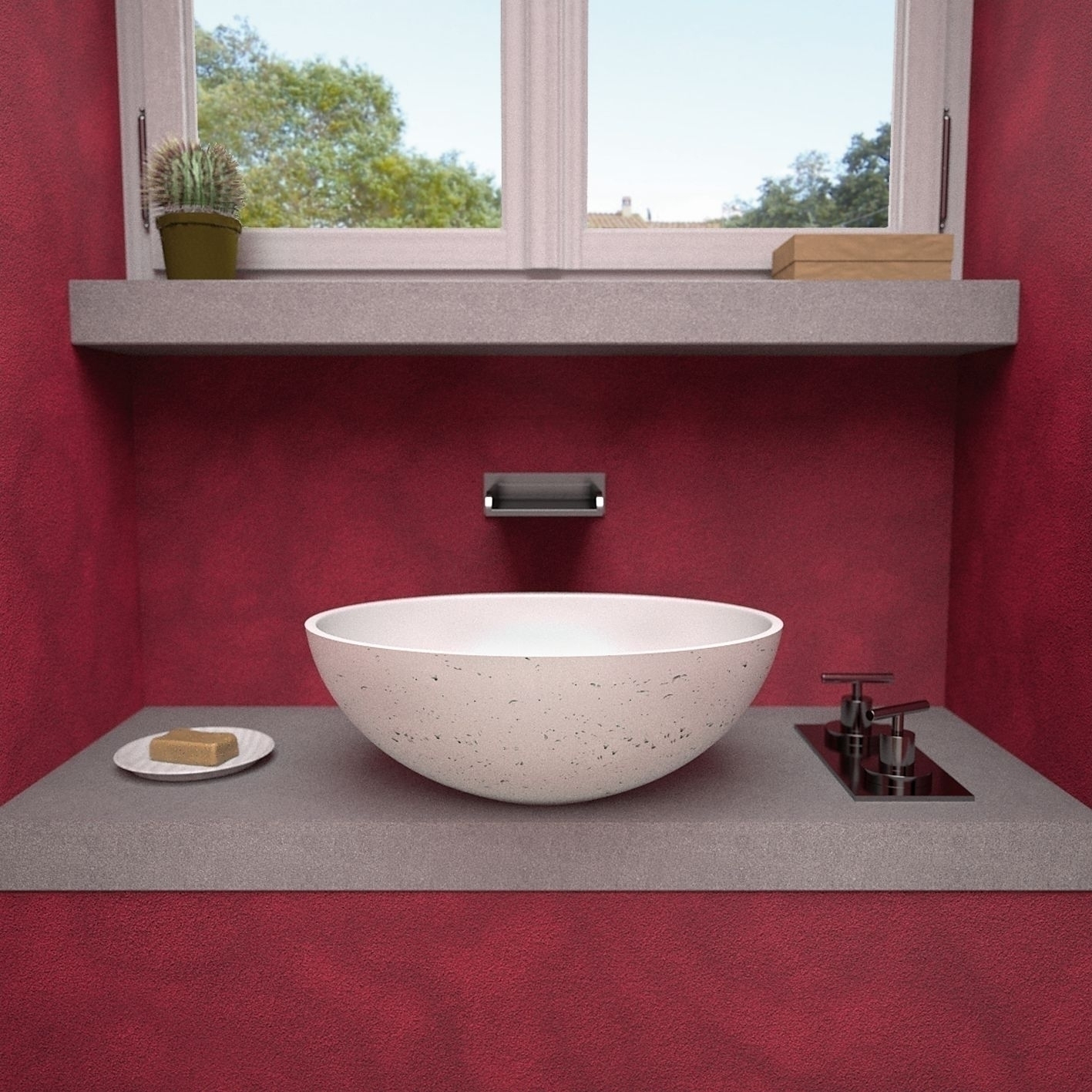 OVAL Travertino countertop basin TeknoForm