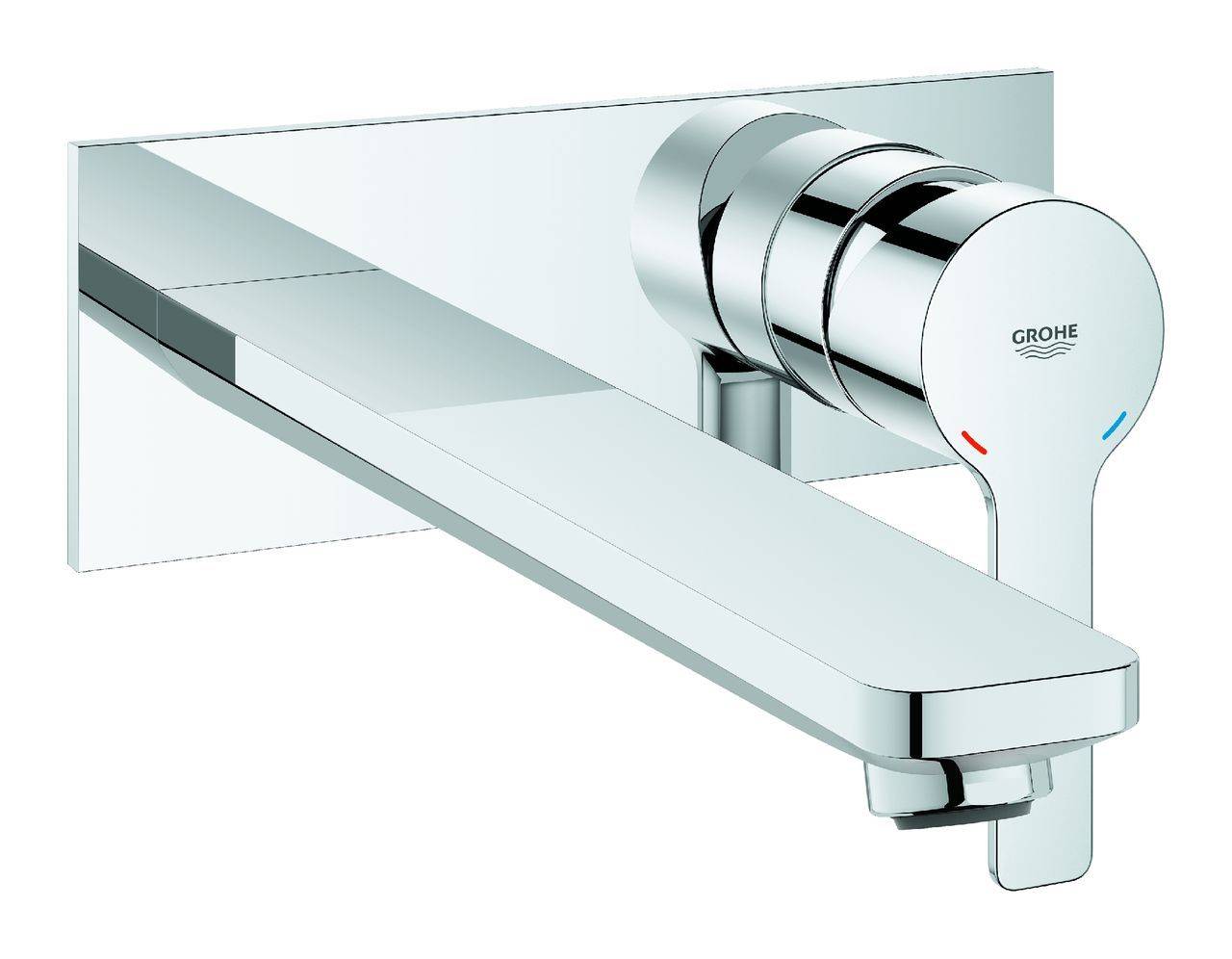 Linear 2-hole washbasin mixer for wall mounting, projection 207mm