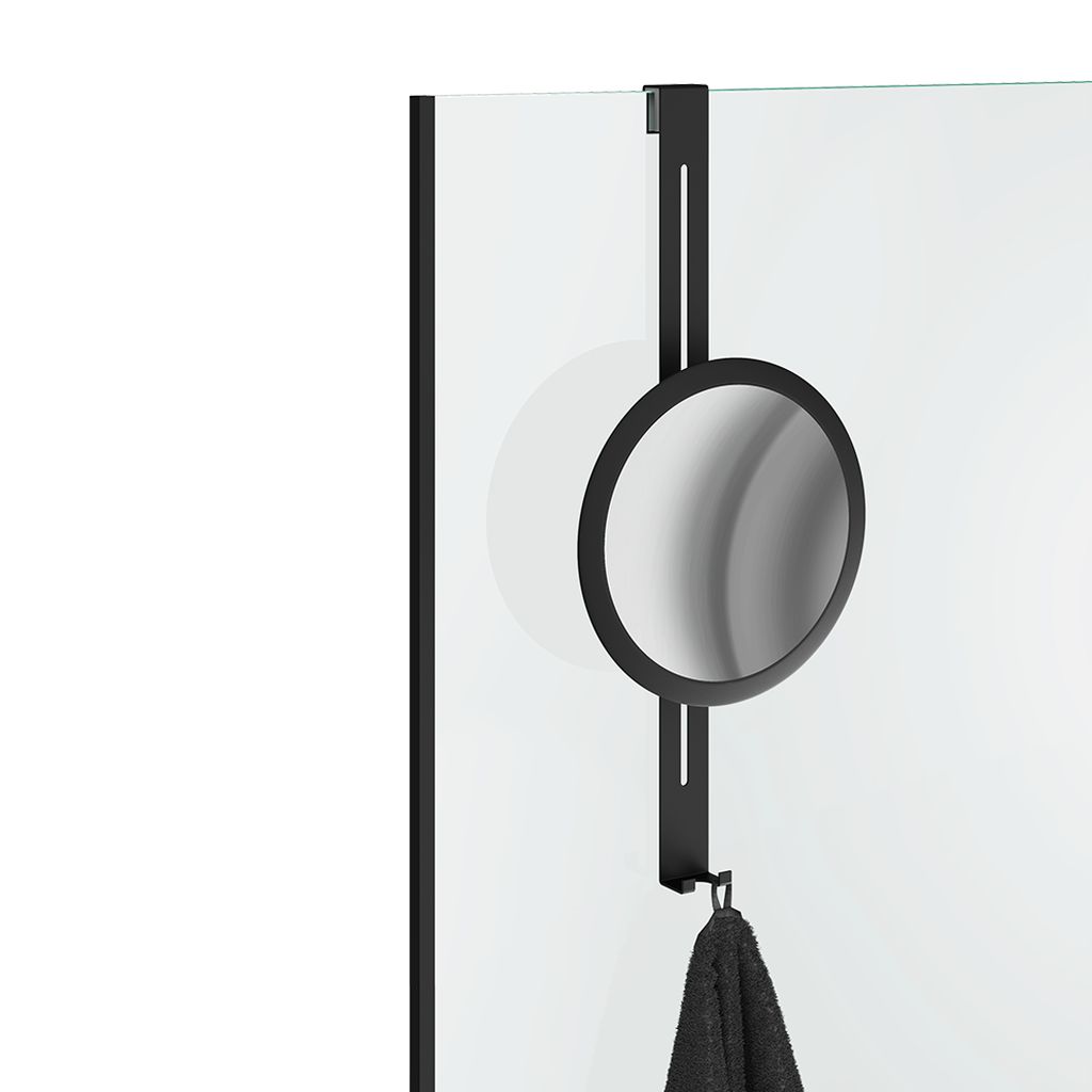 HANG UP vanity mirror for glass shower enclosures