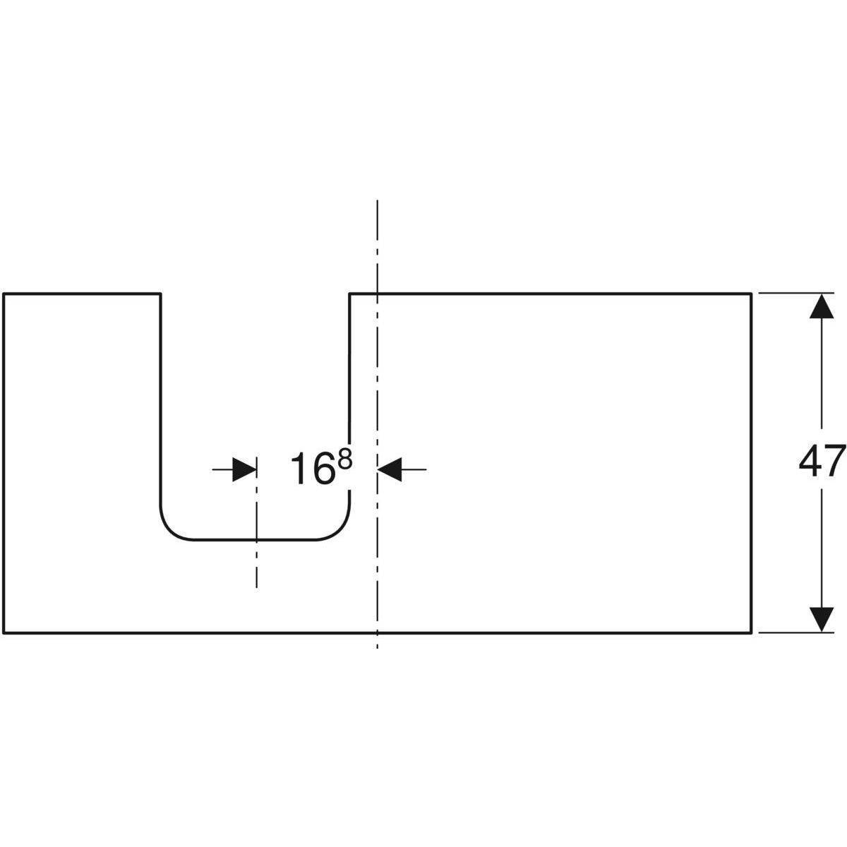 One washbasin plate cutout left, for countertop washbasin bowl shape, 105cm