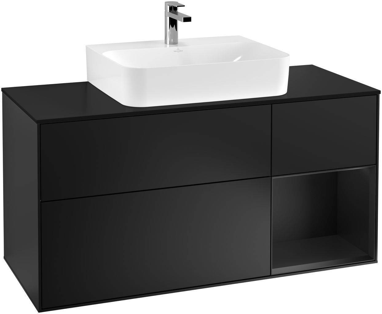 Finion vanity unit 1200 x 603 x 501mm, cover shelf black matt