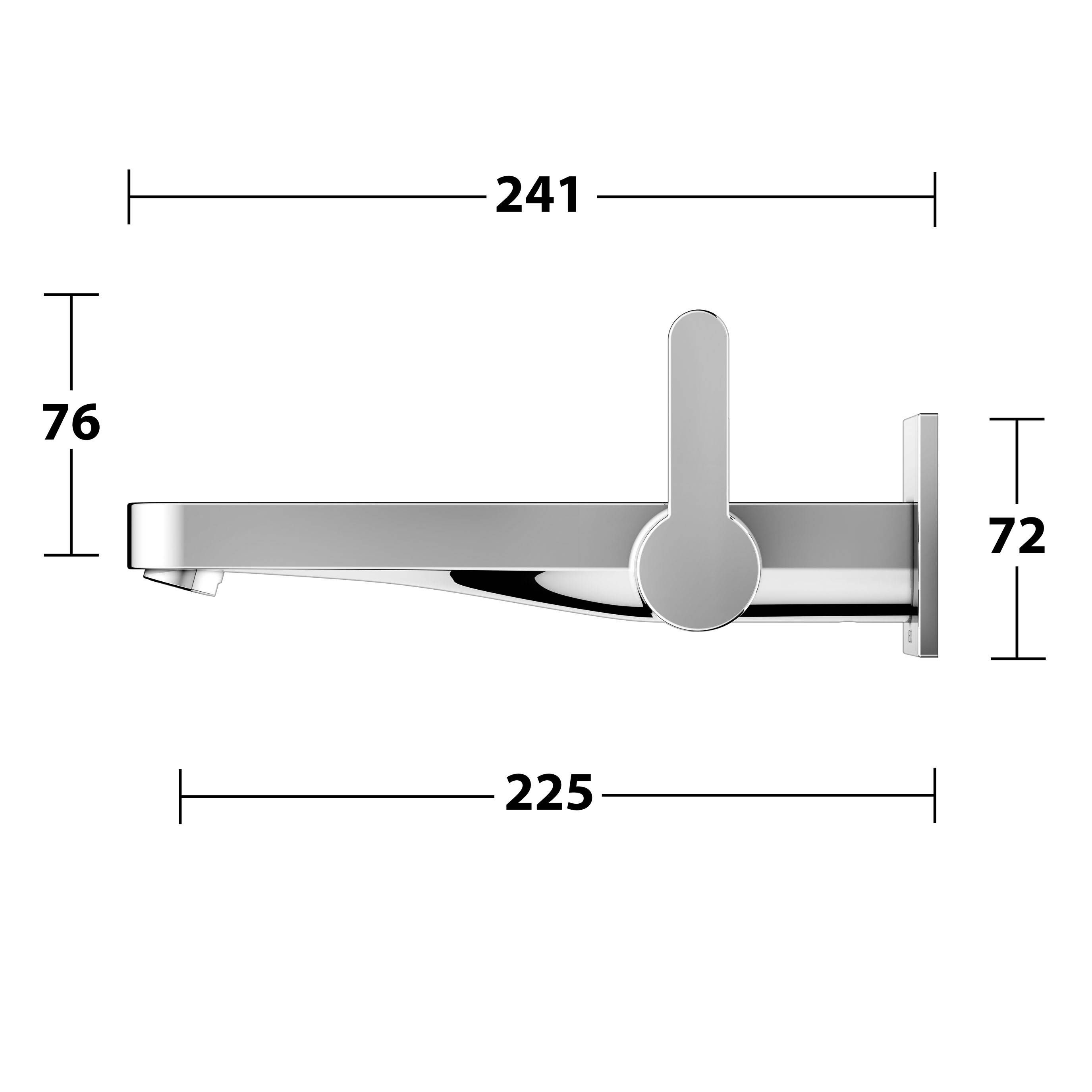 IXMO FLAT single lever washbasin mixer for concealed installation, 225mm, square rosette