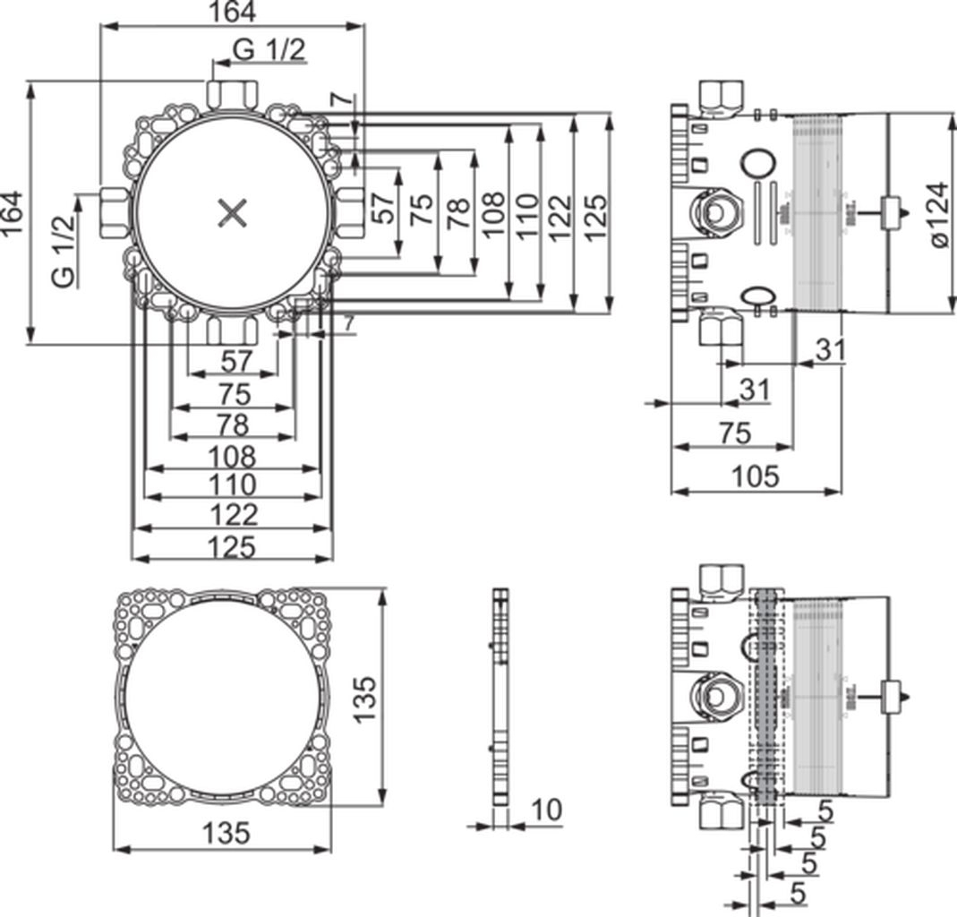 Bluebox flush-mounting body without pre-blocking