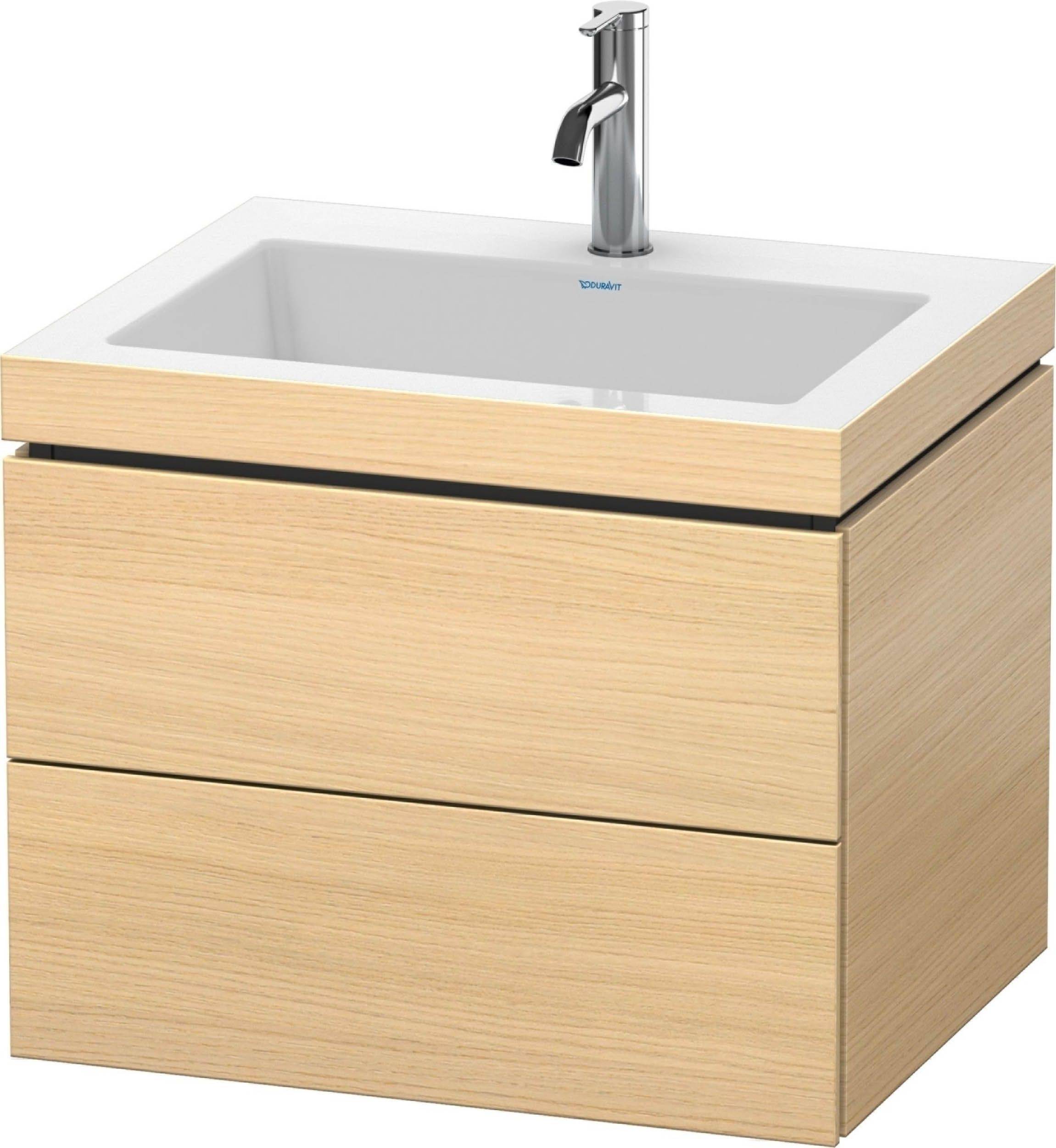 L-Cube furniture washbasin c-bonded with substructure wall-hung, LC6926O, 600 x 480mm, 2 drawers