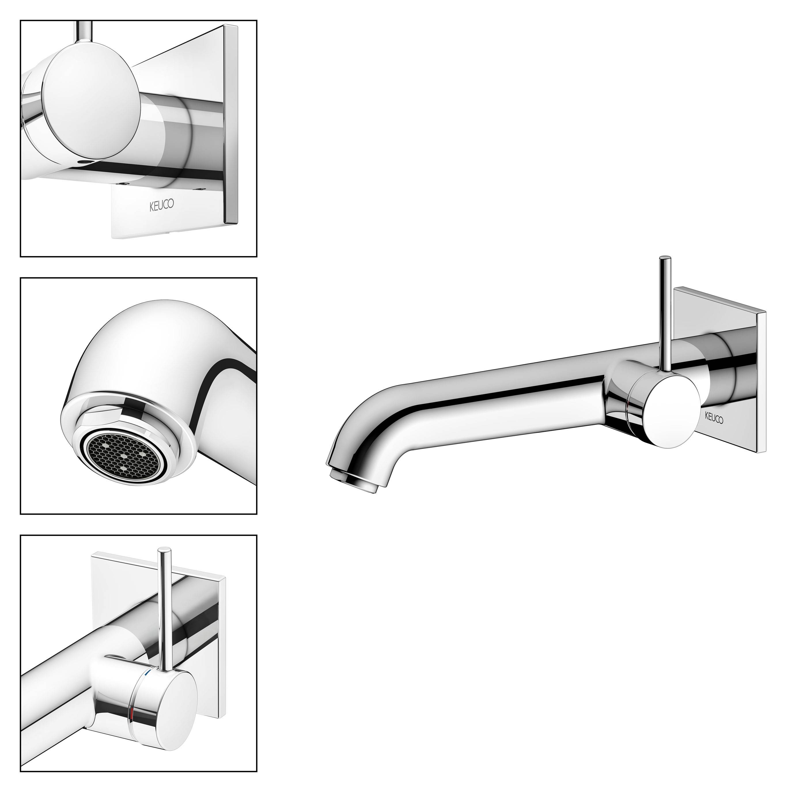 IXMO SOFT single lever washbasin mixer for concealed installation, 225mm, square rosette