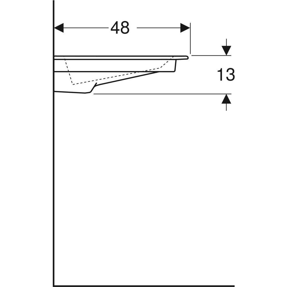 One furniture washbasin 90cm, horizontal outlet, with tap hole, without overflow