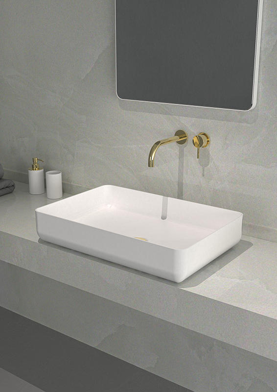 SLIDE Rectangular countertop basin VetroFreddo with AntiScratch