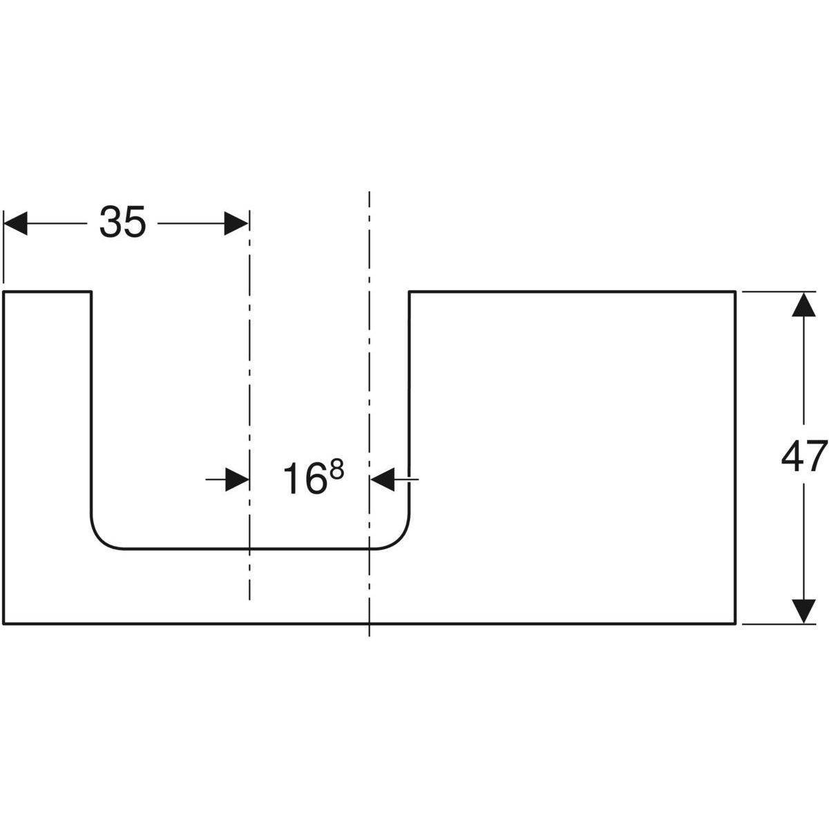 One washbasin plate cutout left, for countertop washbasin, 105cm