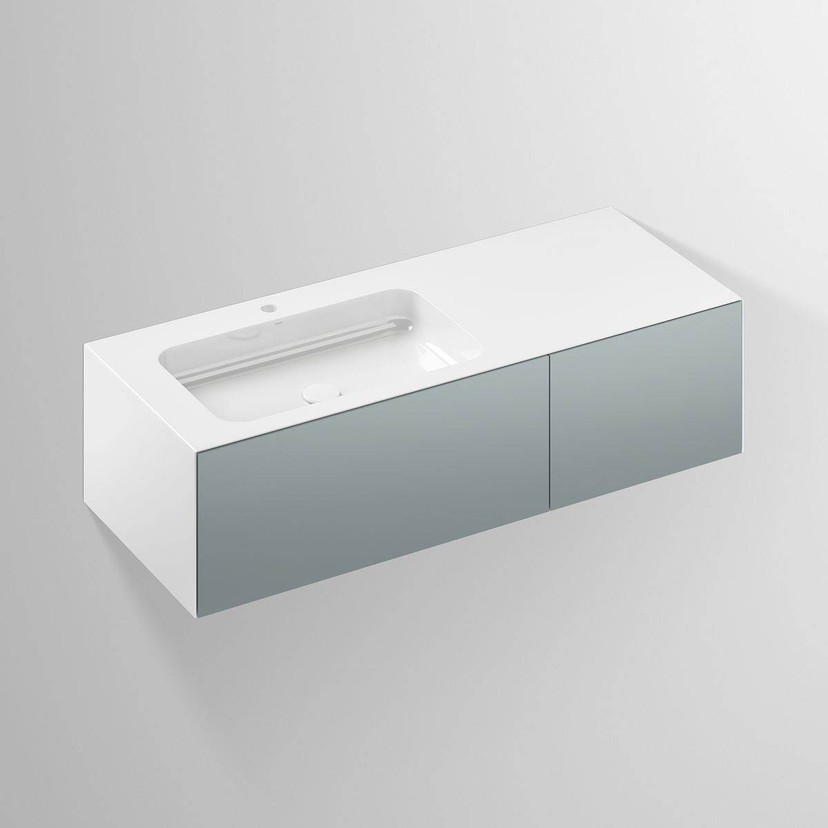 Folio wash place WP.Folio7, trough left 1254×500mm, with tap hole, without overflow