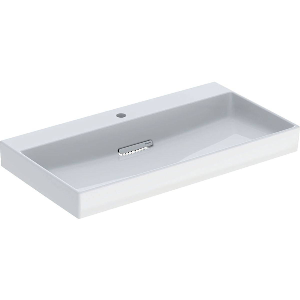 One washbasin 90cm, horizontal outlet, with tap hole, without overflow