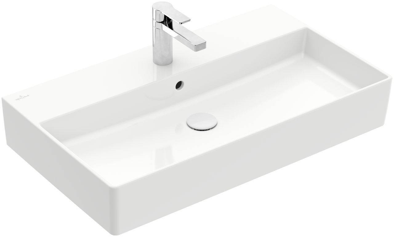 Memento 2.0 washbasin, wall mounting, 800 x 470mm, with tap hole, with overflow