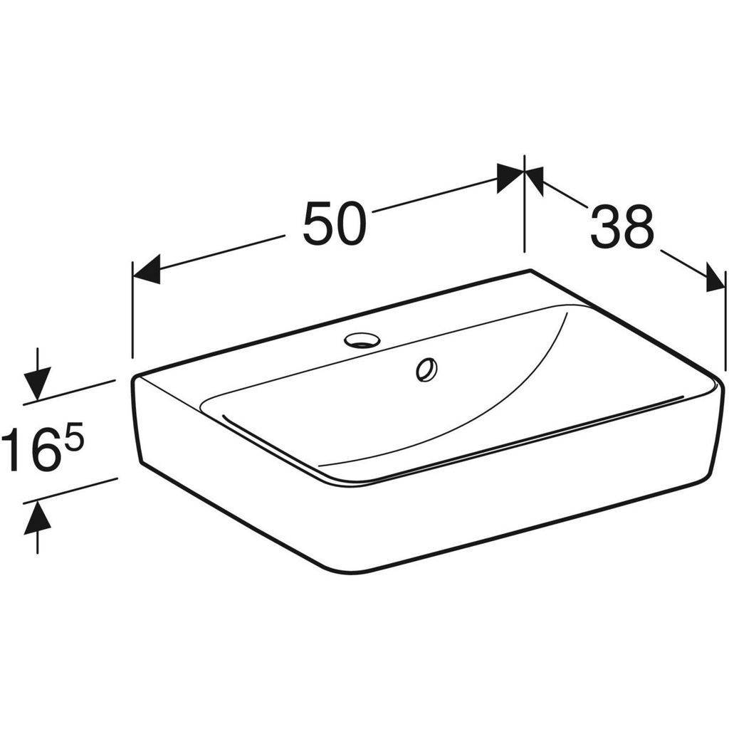 Renova Plan Aufsatzwaschbecken 50 x 38cm, mit asymmetrischem Überlauf