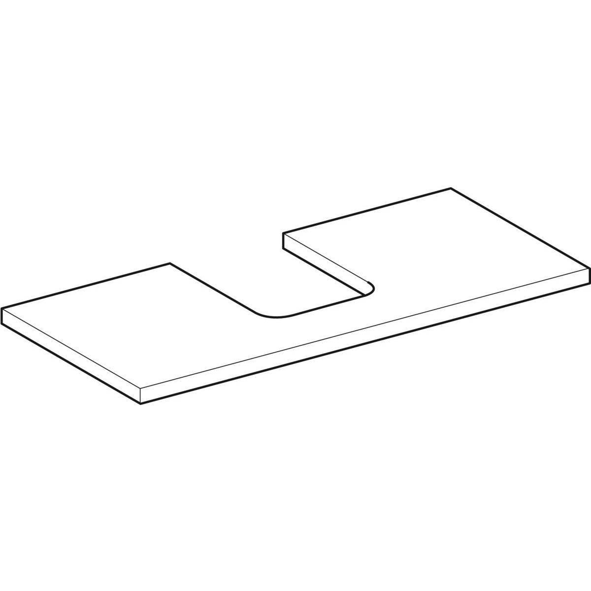 One washbasin plate cutout center, for countertop washbasin bowl shape, 105cm