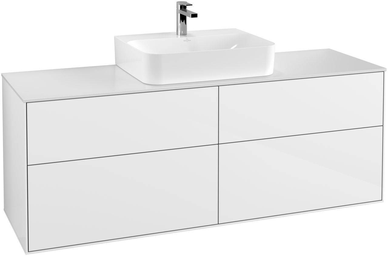 Finion vanity unit 1600 x 603 x 501mm, matt white cover shelf