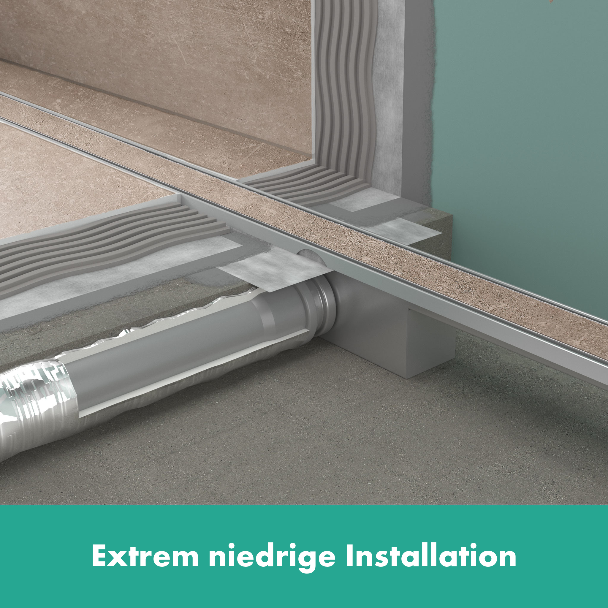 RainDrain Compact Komplettset Duschrinne 600mm befliesbar, für Standard-Installation