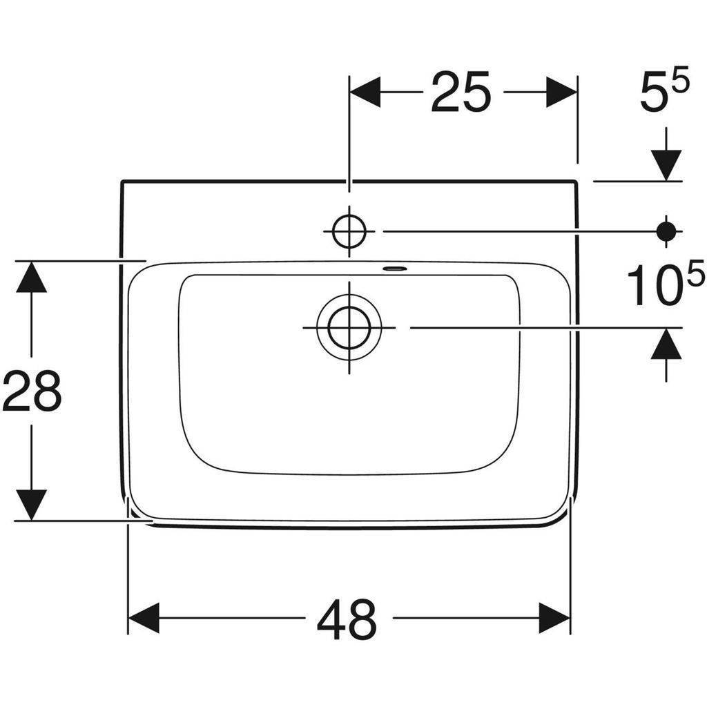 Renova Plan Aufsatzwaschbecken 50 x 38cm, mit asymmetrischem Überlauf