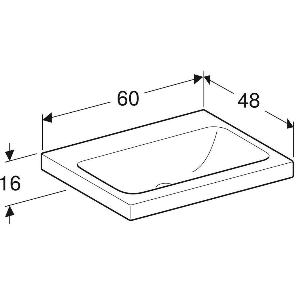 iCon light washbasin; 600mm; without tap hole, without overflow