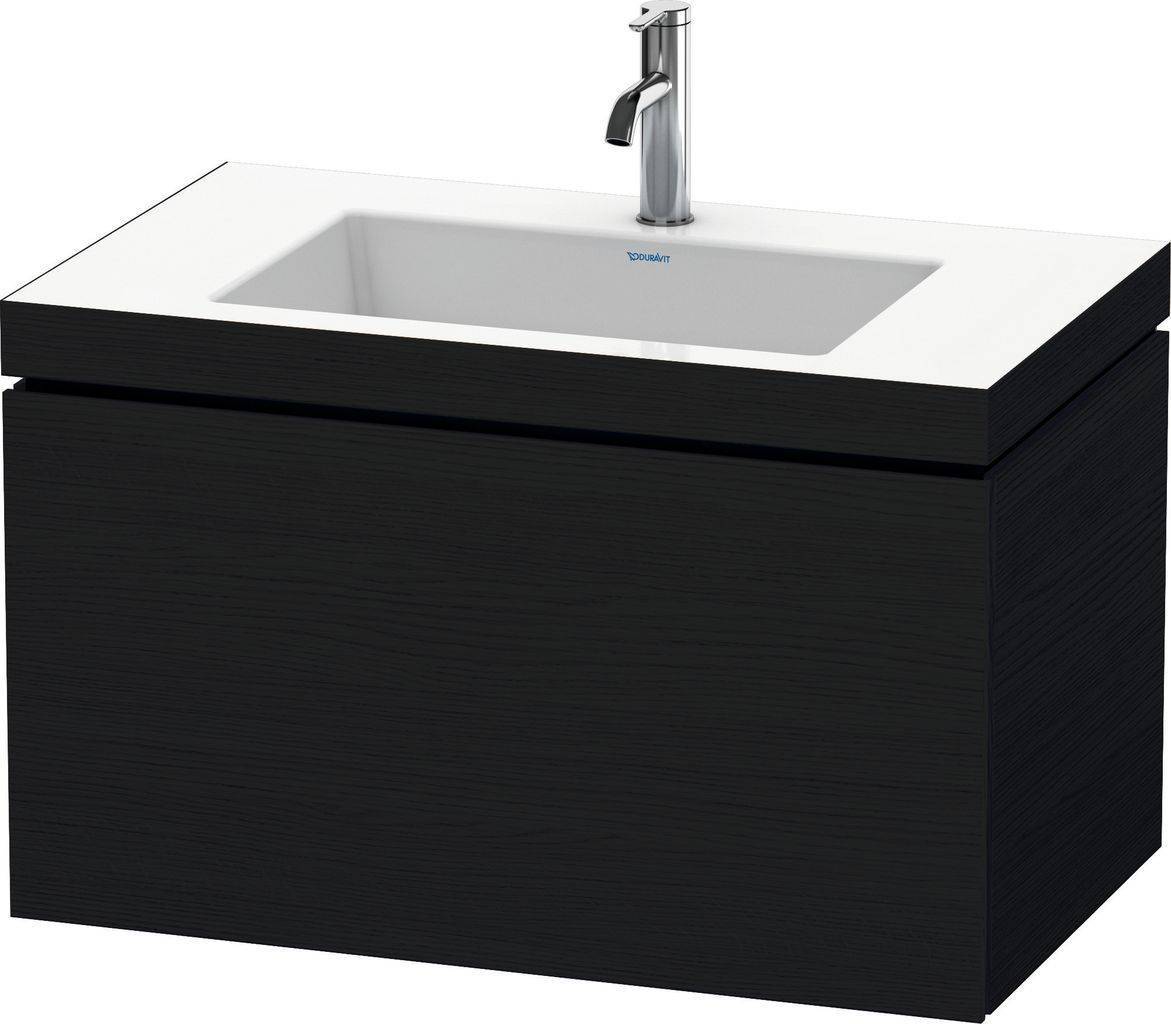 L-Cube furniture washbasin c-bonded with substructure wall-hung, LC6917O, 800 x 480mm, 1 drawer