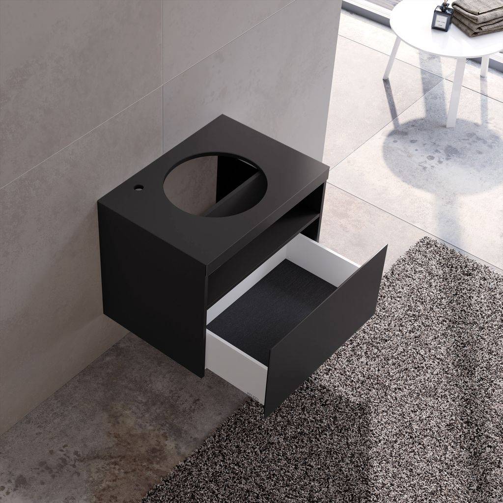 Stageline vanity base (with tap hole) for ceramic countertop washbasin, 650mm