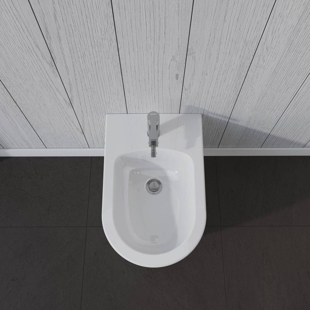 Me by Starck wall bidet 570 mm with overflow, with tap hole, Durafix