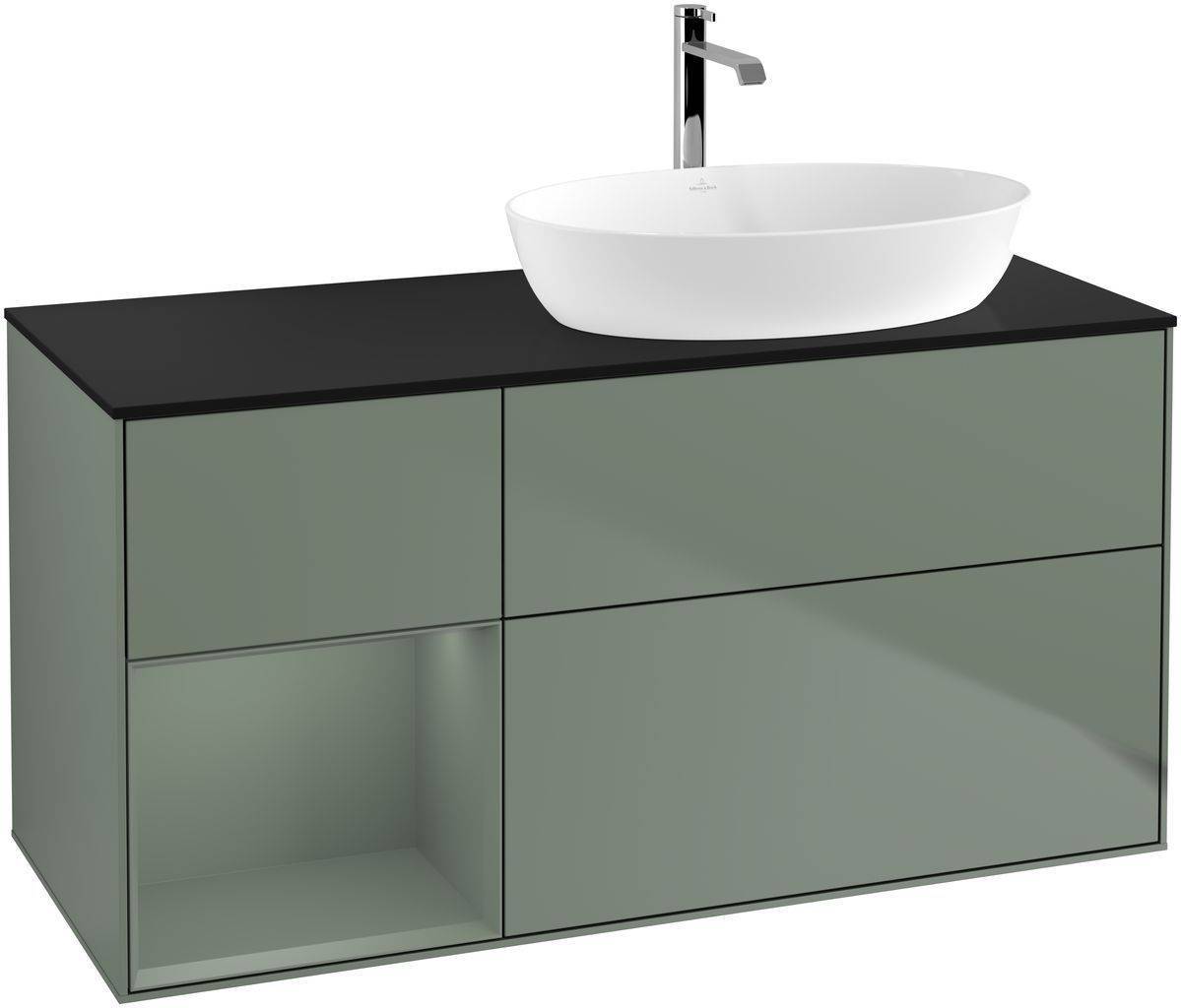 Finion vanity unit 1200 x 603 x 501mm, cover shelf black matt