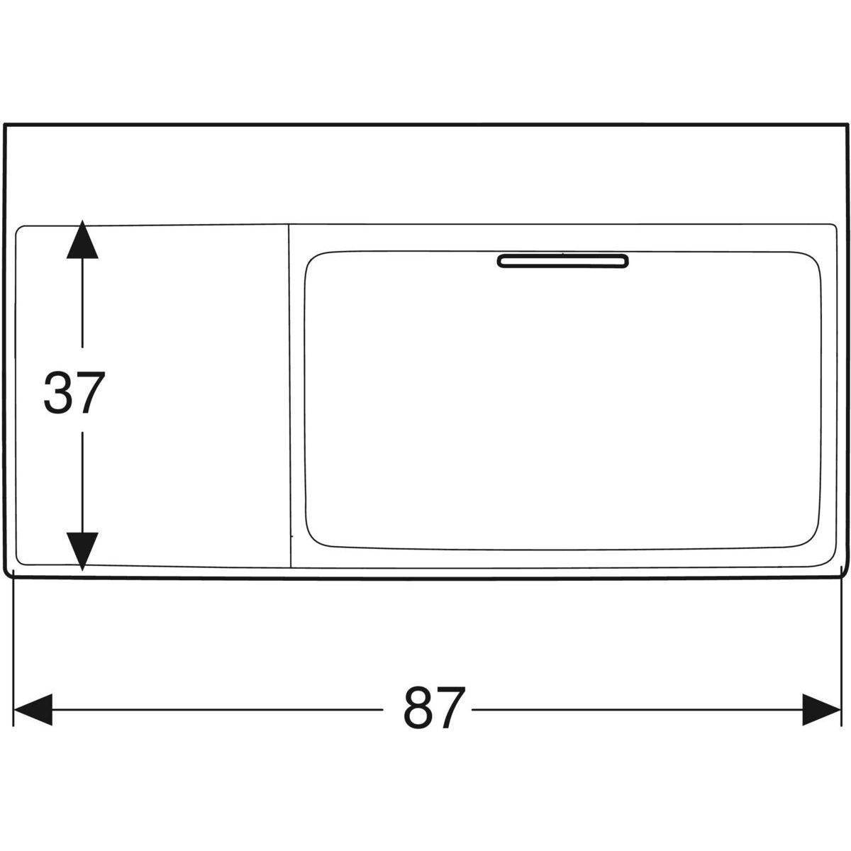 One washbasin 90cm, outlet horizontal, with tap hole, without overflow, shelf left