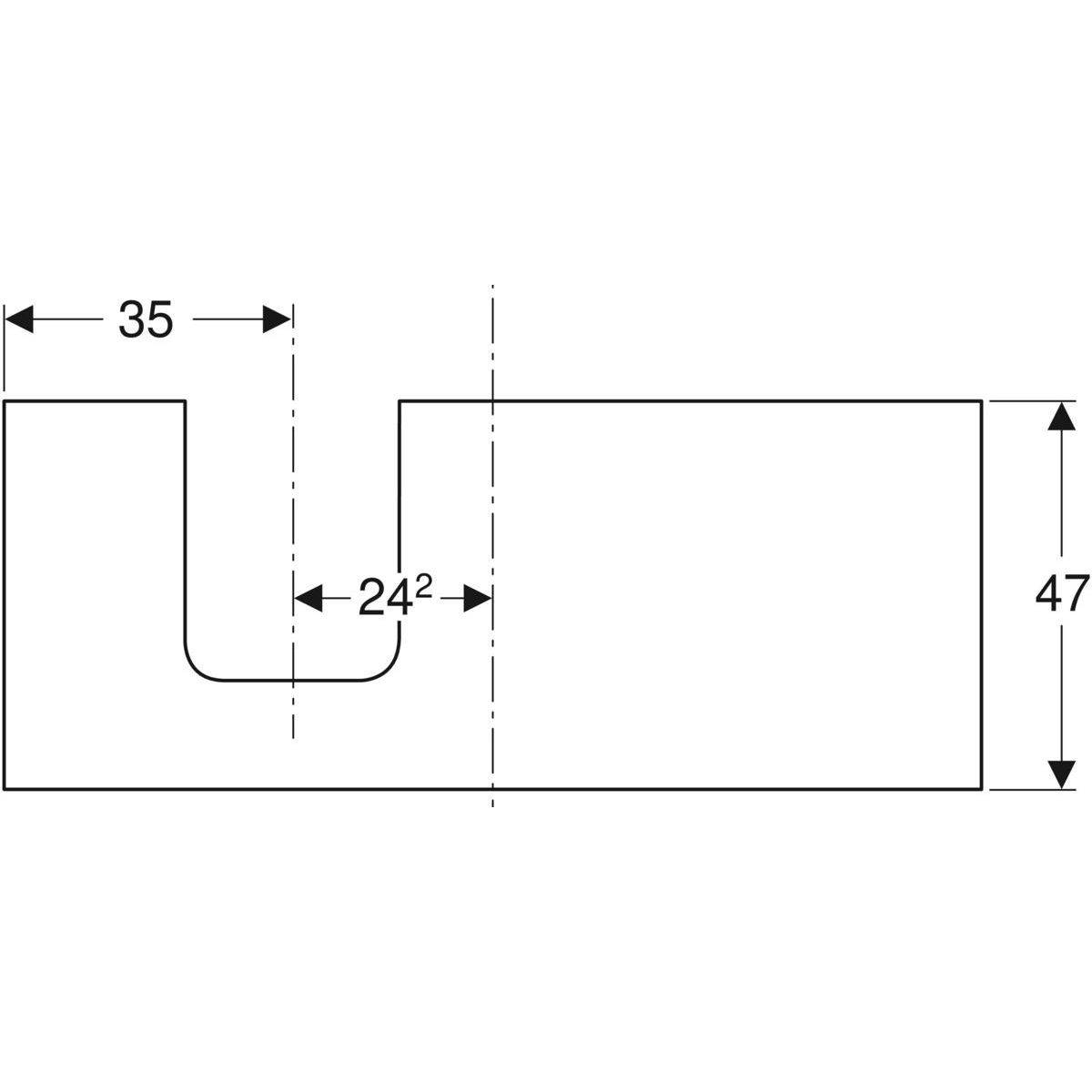 One washbasin plate cutout left, for countertop washbasin bowl shape, 120cm