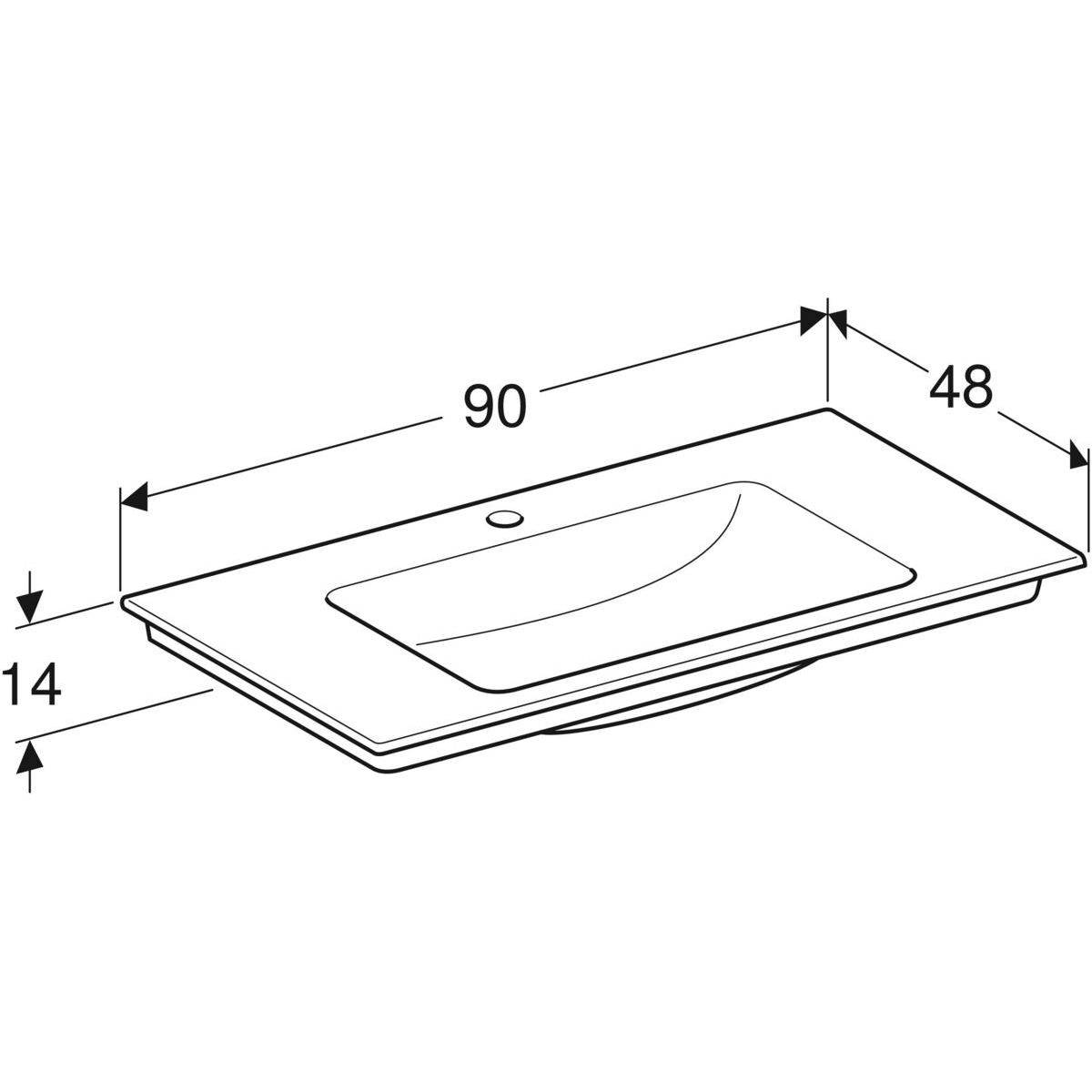 One furniture washbasin 90cm, outlet vertical, with tap hole, without overflow