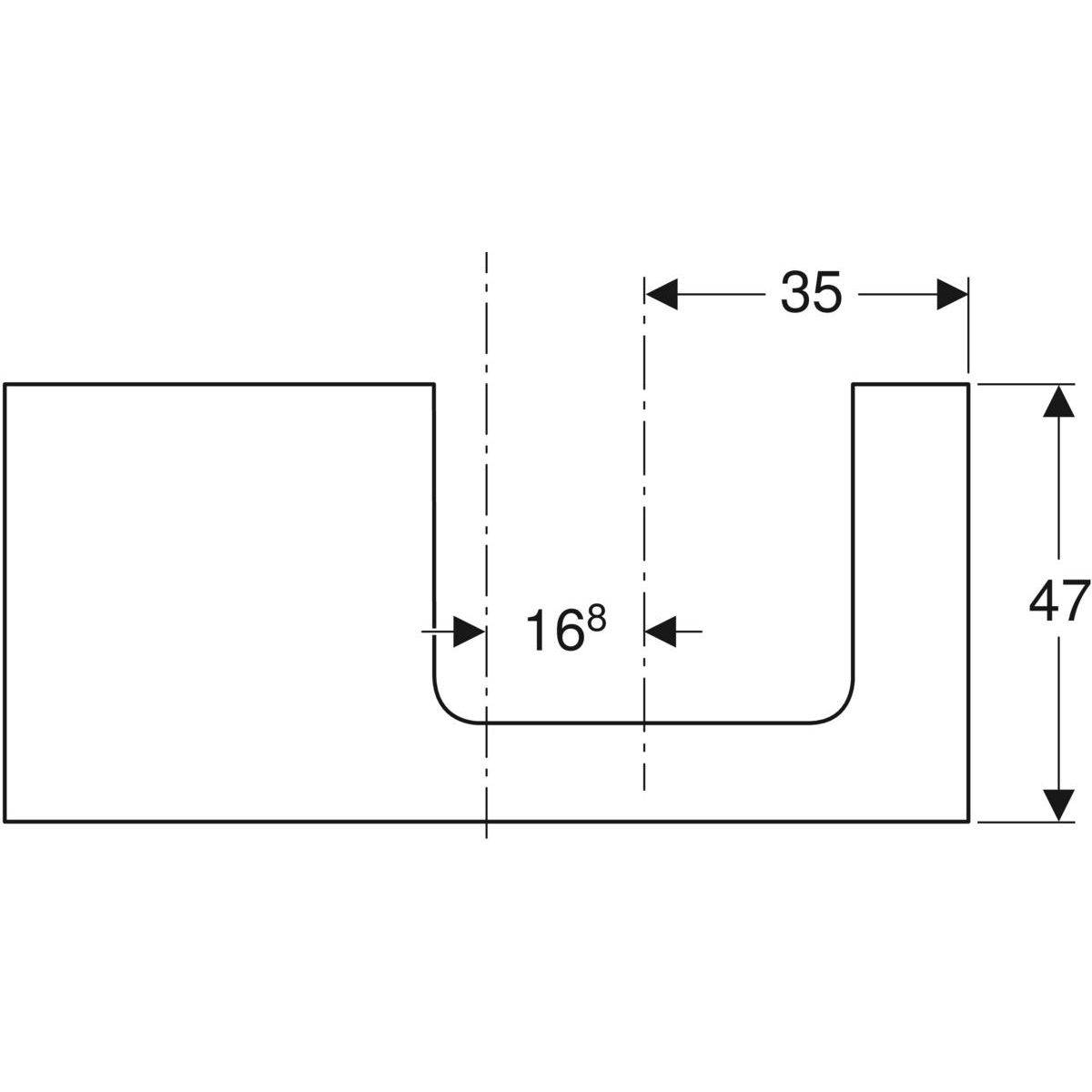 One washbasin plate cutout right, for countertop washbasin, 105cm