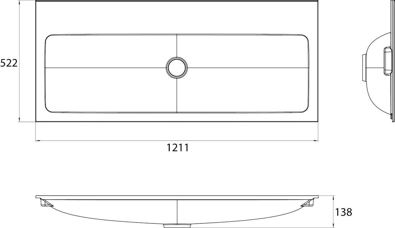 Waschtisch 1200mm ohne Hahnloch