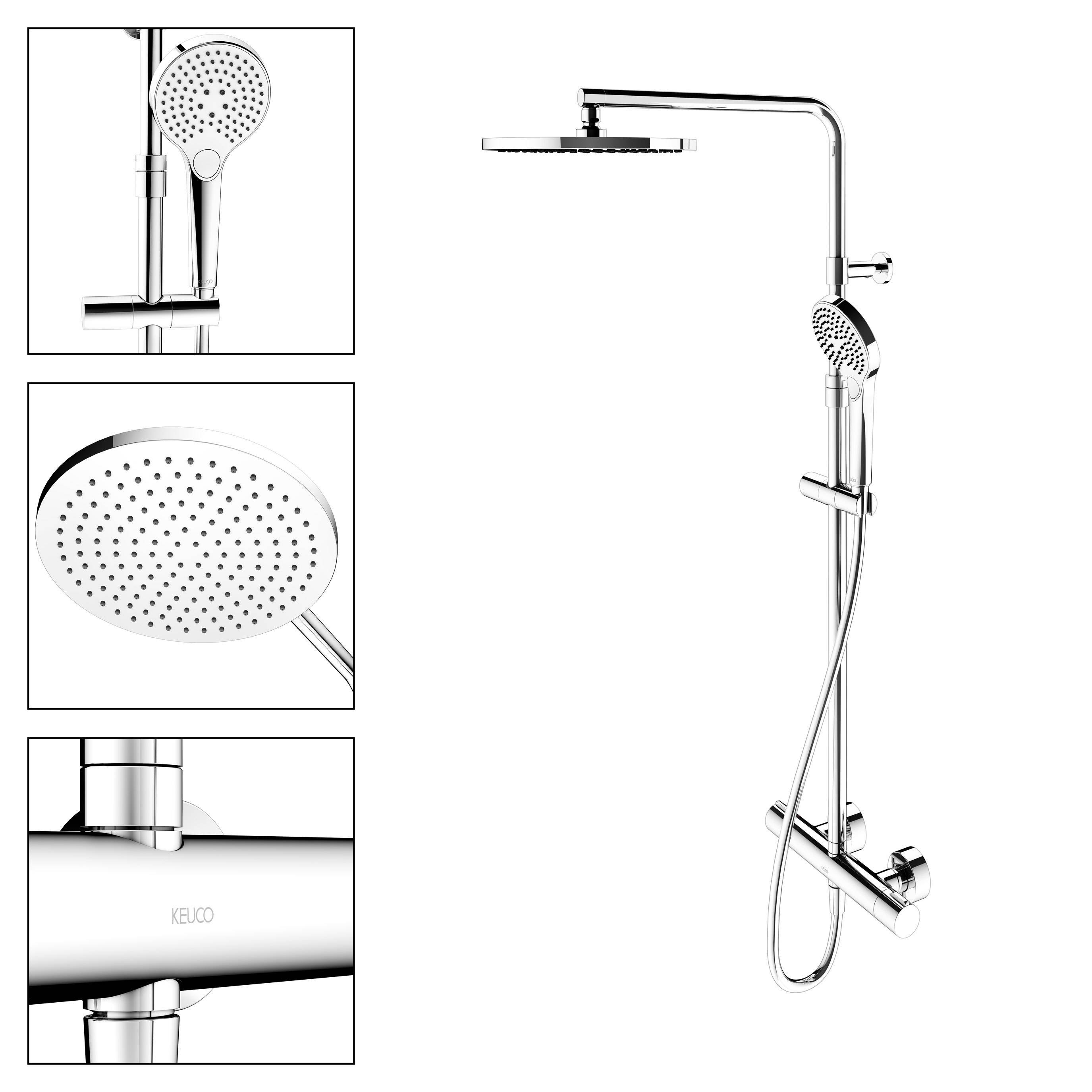 Plan blue Thermostat-Brausemischer mit Kopfbrause  und Handbrause Aufputz