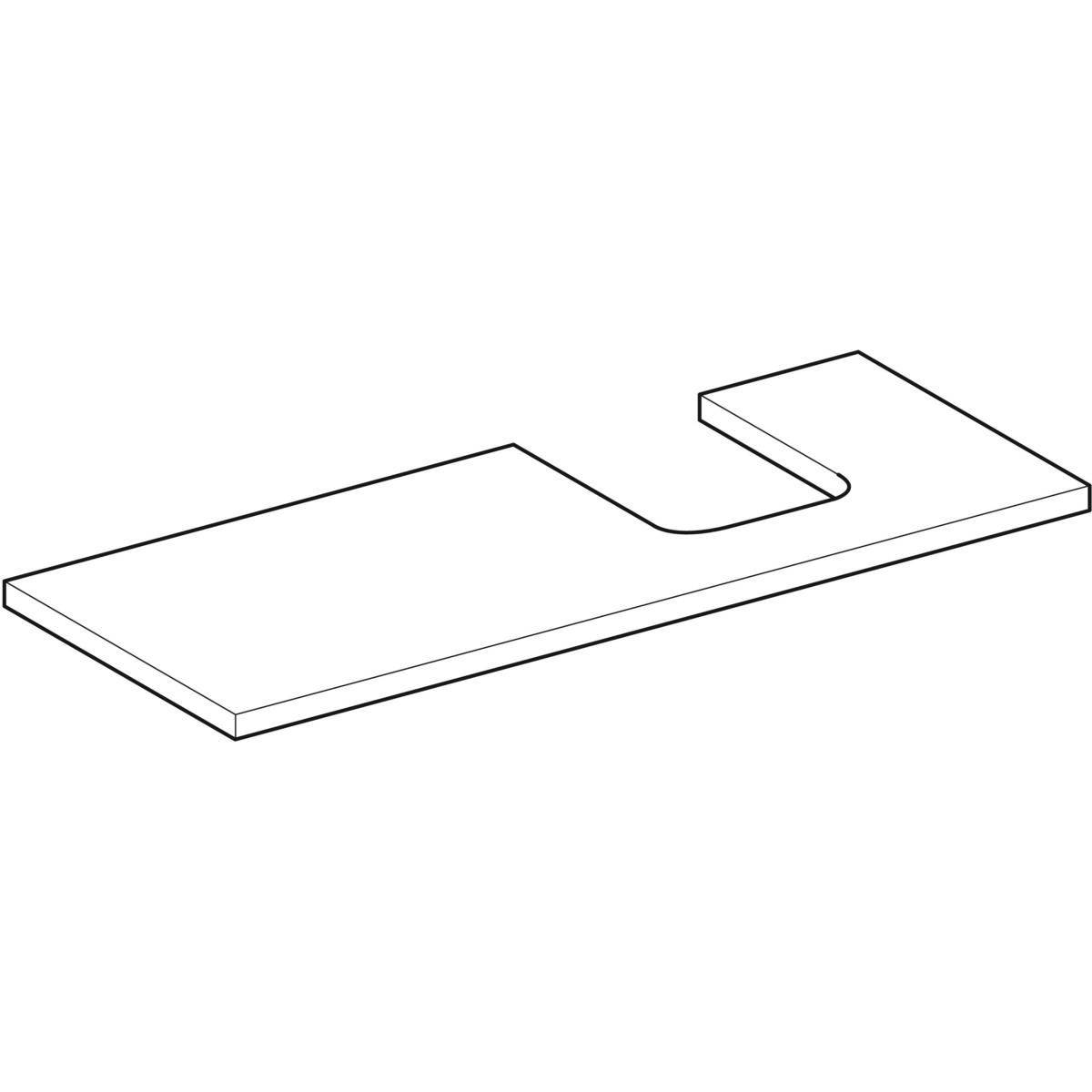 One washbasin plate cutout right, for countertop washbasin bowl shape, 120cm