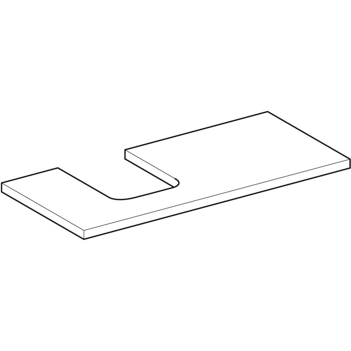 One Waschtischplatte Ausschnitt links, für Aufsatzwaschtisch Schalenform, 105cm