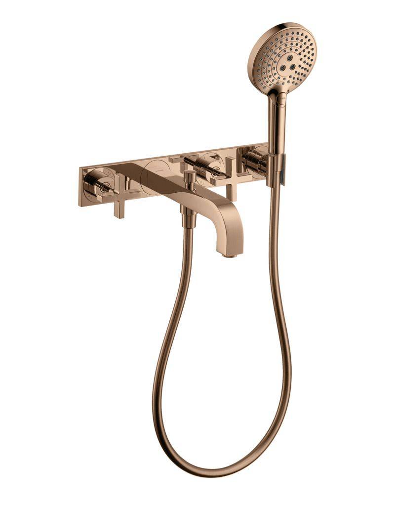 Citterio 3-hole bath faucet concealed with cross handles and plate for wall mounting