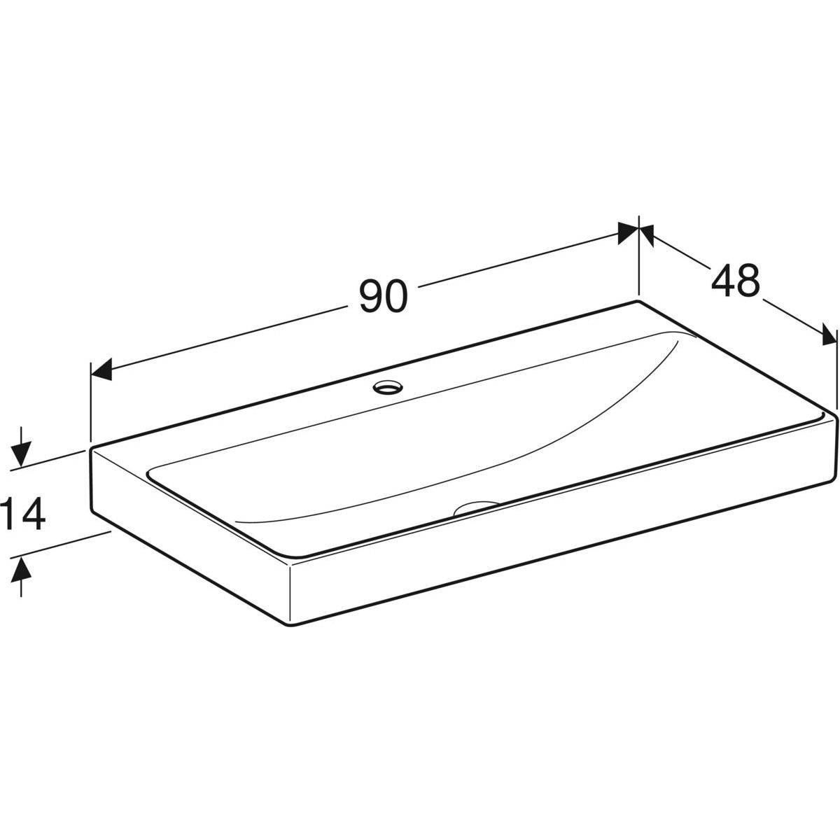 One washbasin 90cm, outlet vertical, with tap hole, without overflow