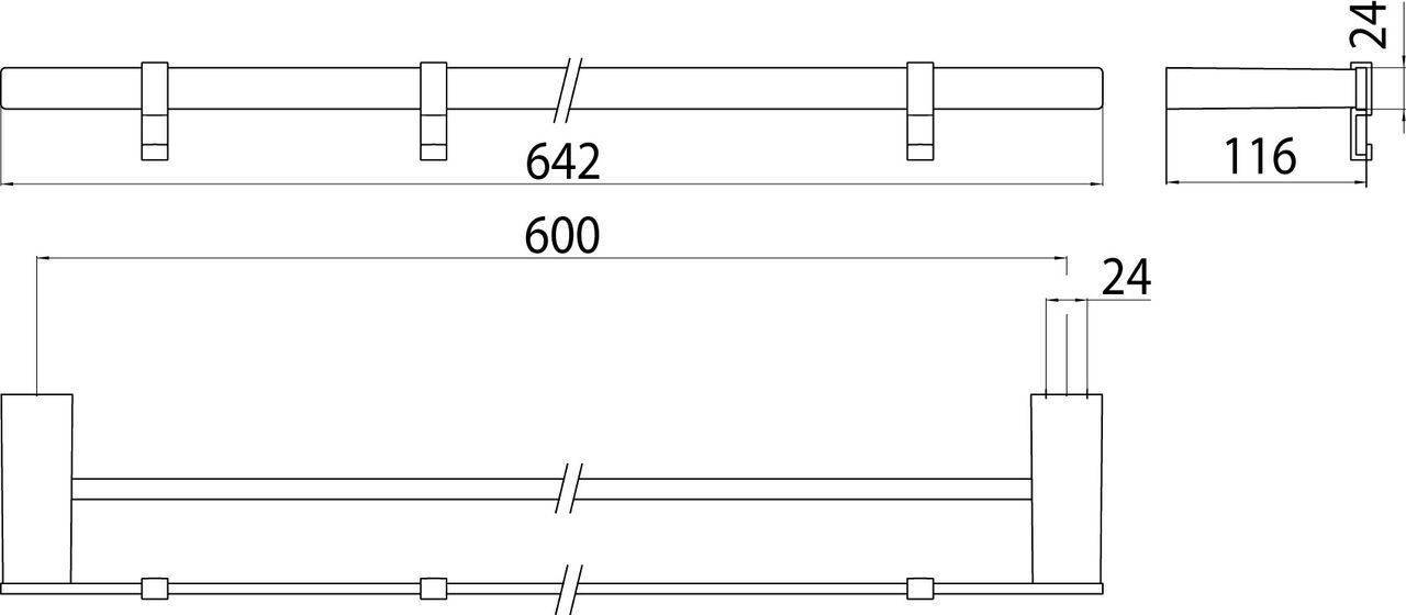 loft double bath towel rail 642mm