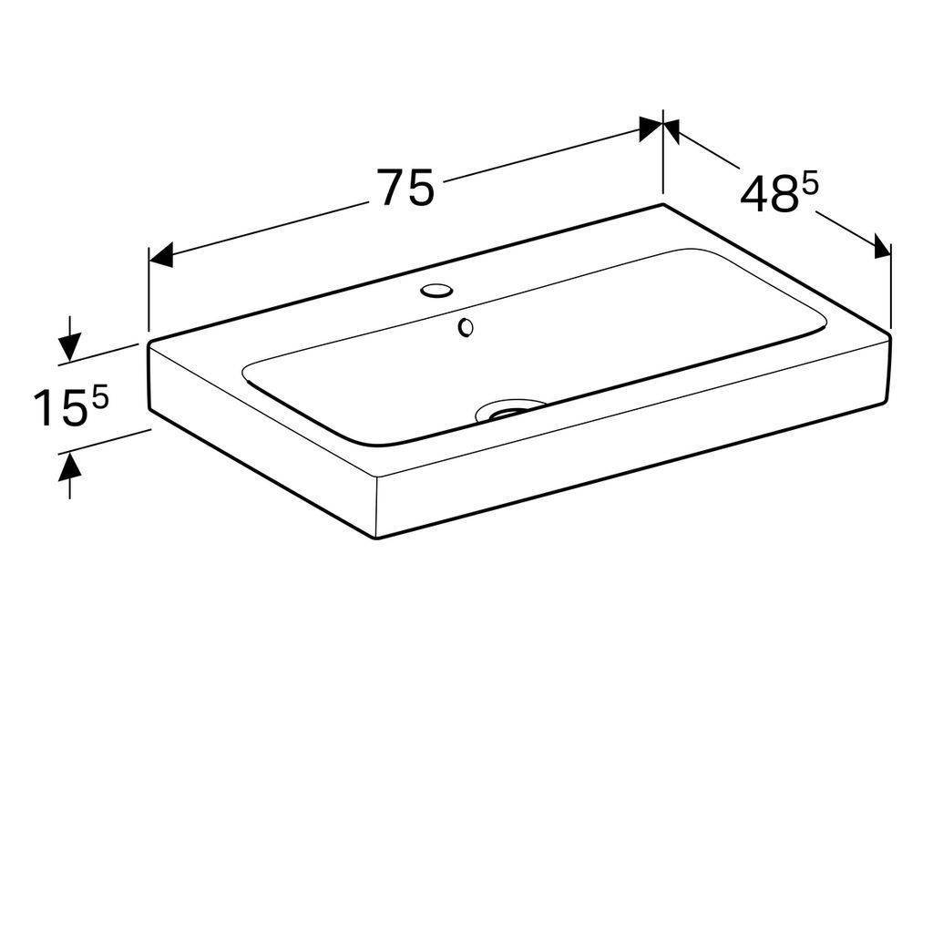 iCon washbasin, 750 x 485mm, with tap hole, with overflow